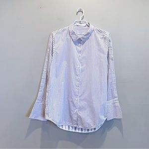 Equipment White and Blue Striped Button Down Shirt